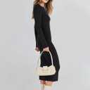 ANRABESS Women Long Sleeve Sweater Dress Crewneck Bodycon Stretch Slim Fit Ribbed Knit Midi Dresses 2025 Fall Trendy Outfits Black Small (Black, S)