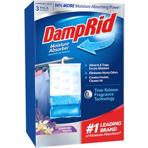 DampRid Lavender Vanilla Hanging Moisture Absorber, 16 oz., 3 Pack - Eliminates Musty Odors for Fresher, Cleaner Air, Ideal Moisture Absorbers for Closet, Blue, Small