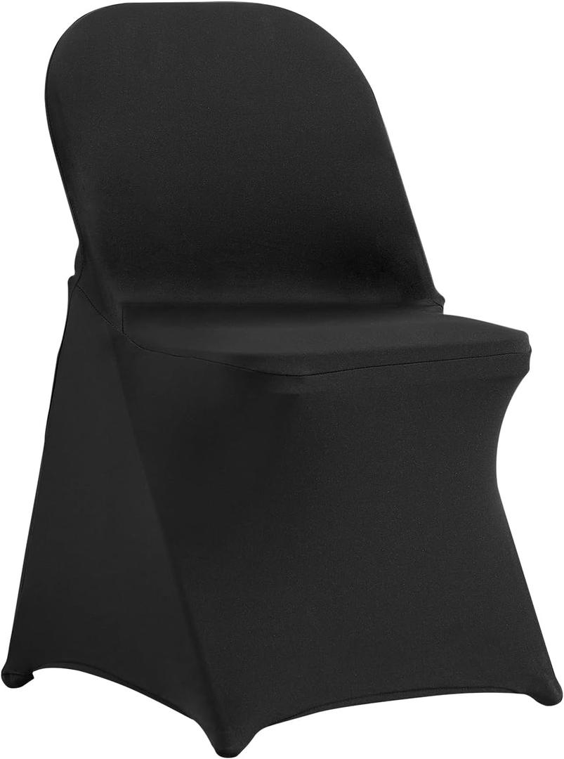 VEVOR Stretch Spandex Folding Chair Covers, Universal Fitted Chair Cover, Removable Washable Protective Slipcovers, for Wedding, Holiday, Banquet, Party, Celebration, Dining (100PCS Black)