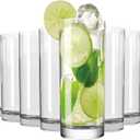 Drinking Glasses Set of 8, 16oz Glass Cups, Kitchen Highball Glasses for Beer, Juice and Cocktail, Collins Water Glasses for Bar Glassware, Unique Gifts for Christmas