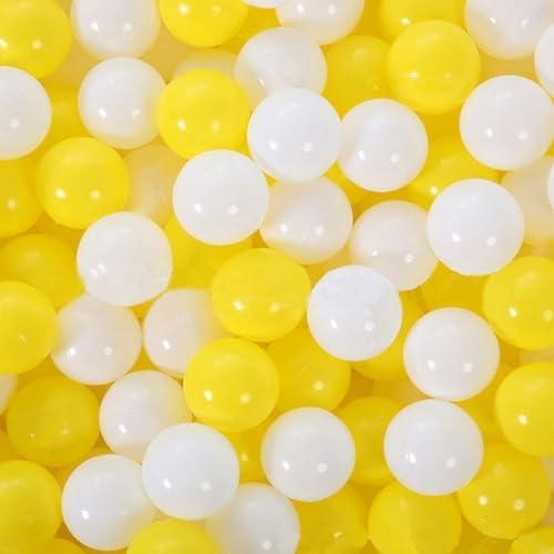 TRENDBOX Ball Pit Balls 76 - Macaron Colors Balls for Ball Pit, Play Tent Baby Playhouse Pool Birthday Party Decoration (G-Yellow&White)