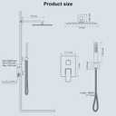Black Shower System, Shower Faucet Set Bathroom Square Rain Shower Head and Handle Set, Wall Mounted Shower Fixtures With Shower Valve and Trim Kit 12 inch Matte Black
