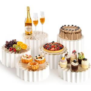 PUERSI 6 Pack Buffet Risers, Foldable Food Display Risers for Party, Display Stands for Food, Cake Cupcake Stands, Riser Display Stand for Desserts, Food, Jewelry - White