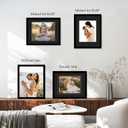 11x14 Double Floating Mat Wood Picture Frame, Display 8x10 with Double Black Mat, 8 x 10 Matted Frame with Shatter Resistant Plexiglass, 4 Pack, Black