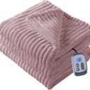 McJaw Heated Electric Blanket Soft Flannel Full Size 72" x 84", Fast Heat, Machine Washable, Warm and Comfortable, 10 Heating Settings & 12 Hours Auto Shut-Off, Purple