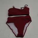 Bikini Swimwear Splicing Women Sexy Strap Solid Swimsuit Two-Piece Bathing Two Piece Shorts Swimsuits for Women (Red, M)
