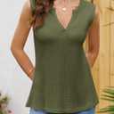 Womens Tank Tops V Neck Waffle Knit Summer Casual Sleeveless Tee Shirts | Sleeveless Tunic Tops, Loose Fit, Summer Casual