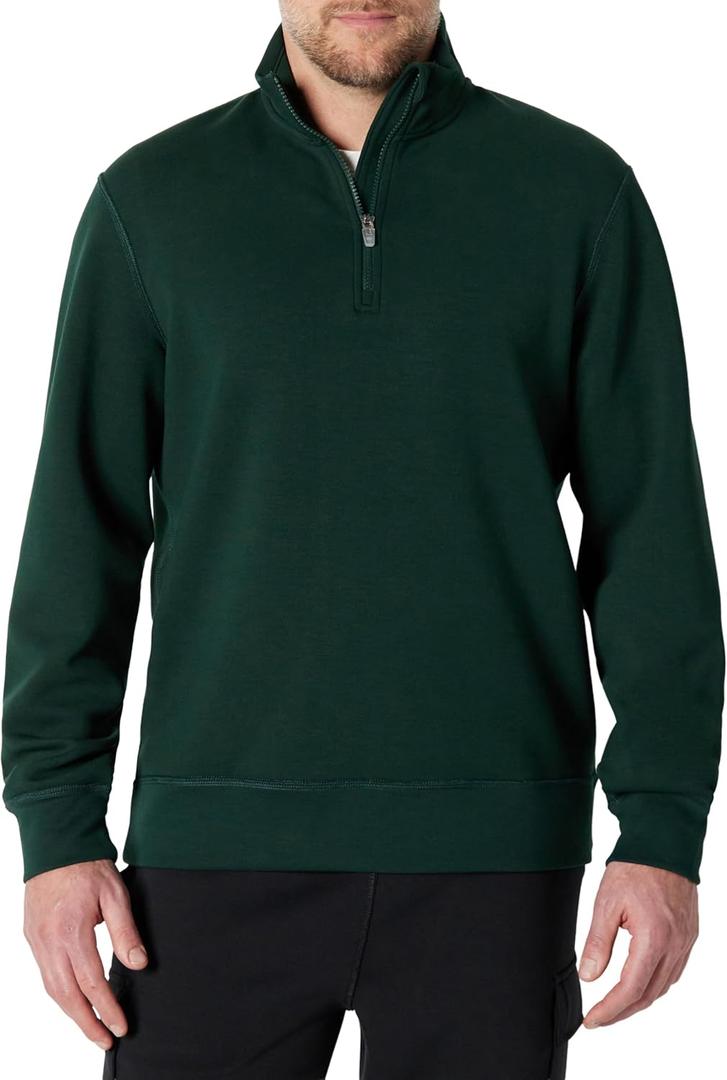 Amazon Essentials Men's Active Sweat Relaxed-Fit Quarter Zip Pullover Sweatshirt, Dark Green, Medium