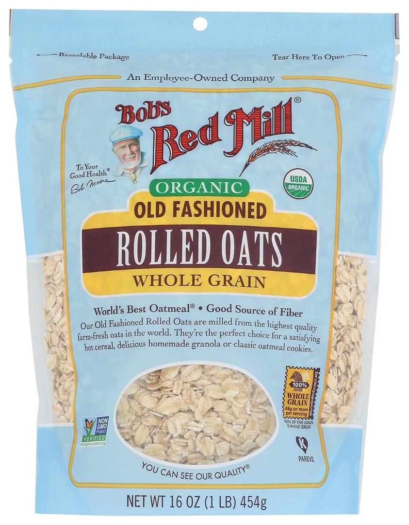 Bob's Red Mill Organic Old Fashioned Rolled Oats, 16oz (Pack of 1) - Organic, Non GMO, Whole Grain, Vegan, Kosher (Best By Mar. 22, 2028)