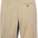 French Toast Boys' Adjustable Waist Flat Front Chino Bermuda Shorts with Stretch (Standard & Husky), Khaki, 7