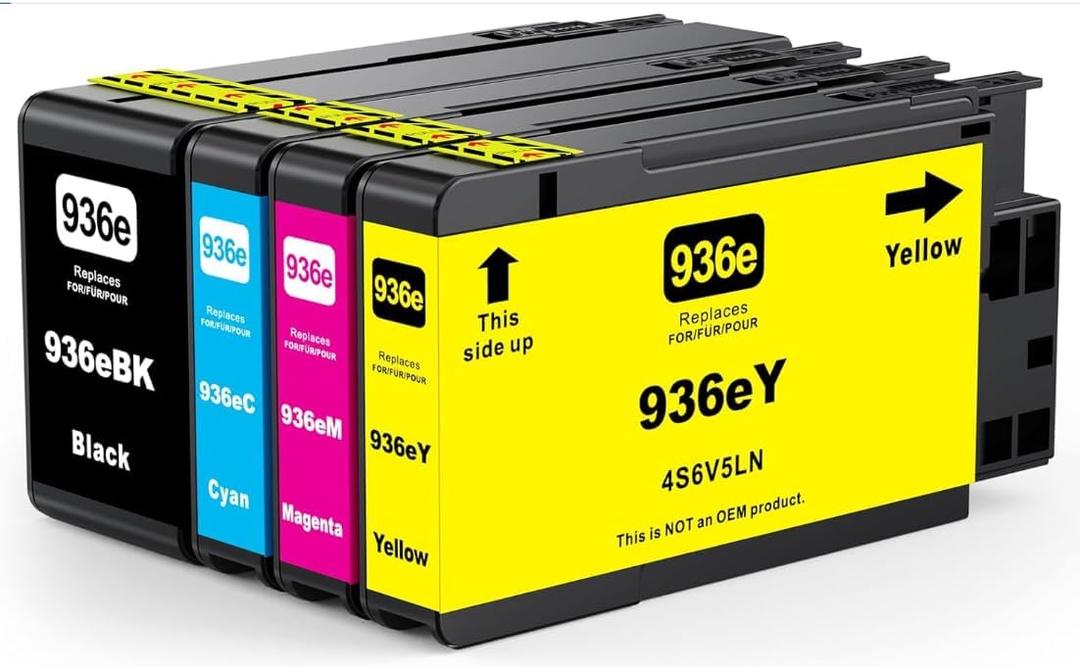 (Latest Chip) 936XL 936e 936 Ink Cartridges Combo Pack Compatible Replacement for HP Ink 936XL Black and Color Combo Pack Works with OfficeJet Pro 9110, 9120, 9130, 9730 Printer (BK/ C/ Y/ M, 4-Pack)