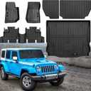 Custom Floor Mats & Cargo Trunk Liner & Backrest Mat Full Set for 2007-2018 Jeep Wrangler JK 4 Door Accessories All Weather TPE Protection Mat (for 2007-2018 Jeep Wrangler JK 4 Door Full Set)