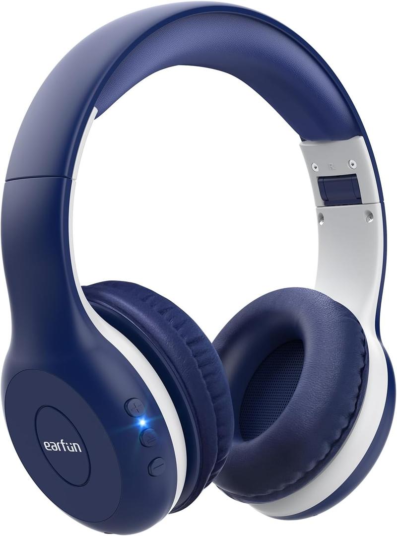 EarFun K2 Kids Bluetooth Headphones, Kids Headphones with Volume Limited, 40H Playtime, Built-in Mic, Stereo Sound, Foldable Over-Ear Headphone for School/Travel/iPad/Tablet, Blue EarFun K2 Kids Bluetooth Headphones, Kids Headphones with Volume Limited, 40H Playtime, Built-in Mic, Stereo Sound, Foldable Over-Ear Headphone for School/Travel/iPad/Tablet, Blue