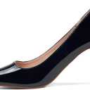 Elisabet Tang 3 in Classic Pointy Pull on Heeled Wedding Pumps - Comfortable Stiletto Closed Toe Dress Heels for Prom Work (7.5, Black Patent)