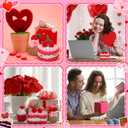 Suncalla 3 Pcs Valentines Day Crochet Gifts for Women Crochet Cupcake Dessert Doll Gift with Pink Box Cards for Valentines, Sis Big Little Sister, Mother's Day, Wedding Decor