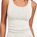 ANRABESS Tank Tops for Women Waffle Knit Scoop Neck Flowy Casual Sleeveless Shirts 2026 Summer Clothes White X-Large