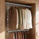 Supforce Hanging Closet Rod Stainless Steel, 2 Pack Adjustable Height & Width Closet Rod Extender, Space-Saving Closet Hanging Storage OrganizerLoad up to 88LB