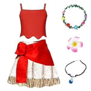 WonderBabe Princess Dresses for Toddler Girls Halloween Christmas Costume Adventure Costume Fancy Dress up Outfit Christmas Birthday Gift Kids Size 6t Age 5-6 Years Red