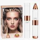 Acavado 2-in-1 Dual Head Eyebrow Trimmer & Flawless Facial Hair Removal for Women, Painless & Gentle Facial Hair Remover for Brows, Chin, Upper Lip, Cheeks, Type-C Charging for Women, White