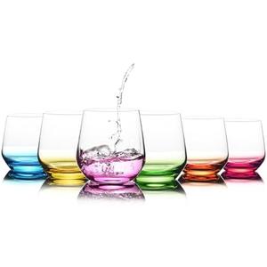 Stemless Wine Glasses Set of 6 - Hand Blown Colored Short Wine Tumblers - 15 oz Elegant Sparkling Wine Glass - Unique Gift for Birthday,Wedding, Mother’s Day Stemless Wine Glasses Set of 6 - Hand Blown Colored Short Wine Tumblers - 15 oz Elegant Sparkling Wine Glass - Unique Gift for Birthday,Wedding, Mother’s Day