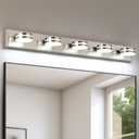 Brushed Nickel Bathroom Light Fixtures Over Mirror, 5-Light Bathroom Vanity Light, LED Dimmable Bath Lights, Modern Dimmable Vanity Lighting with Rotating Lamp Head, 5500K, 5-Light,40lnch