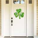 St. Patrick's Day Decorations Wooden Shamrock Door Wreath for Front Door Welcome Lucky Sign, Farmhouse St. Patrick's Decor Hanging Sign Outdoor Indoor Shamrock Clover Spring Wall Home Decor