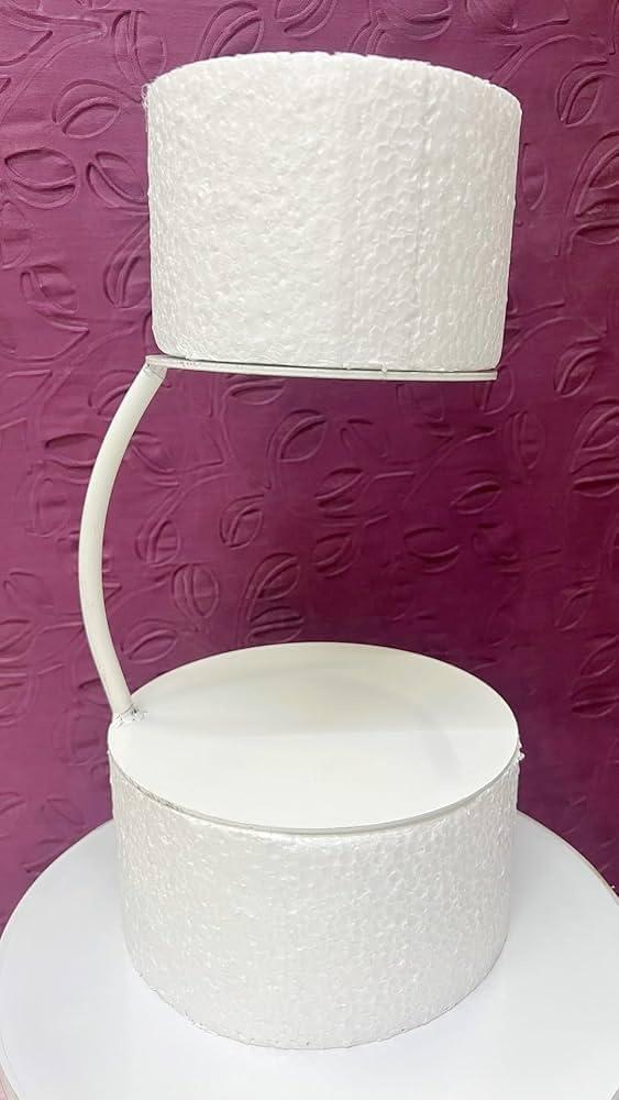 White Curve Floating Cake Spacer Separator Stand | Acrylic Cake Separator for Tiered Cakes | Wedding, Birthday & Party Cake Decoration Display Stand