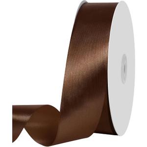 2 x 1 1/2 inch Brown Ribbon,100 Yards 1-1/2 inch Brown Satin Ribbon Solid Fabric Ribbon for Gift Wrapping Floral Bouquets Wedding Home Party Decoration