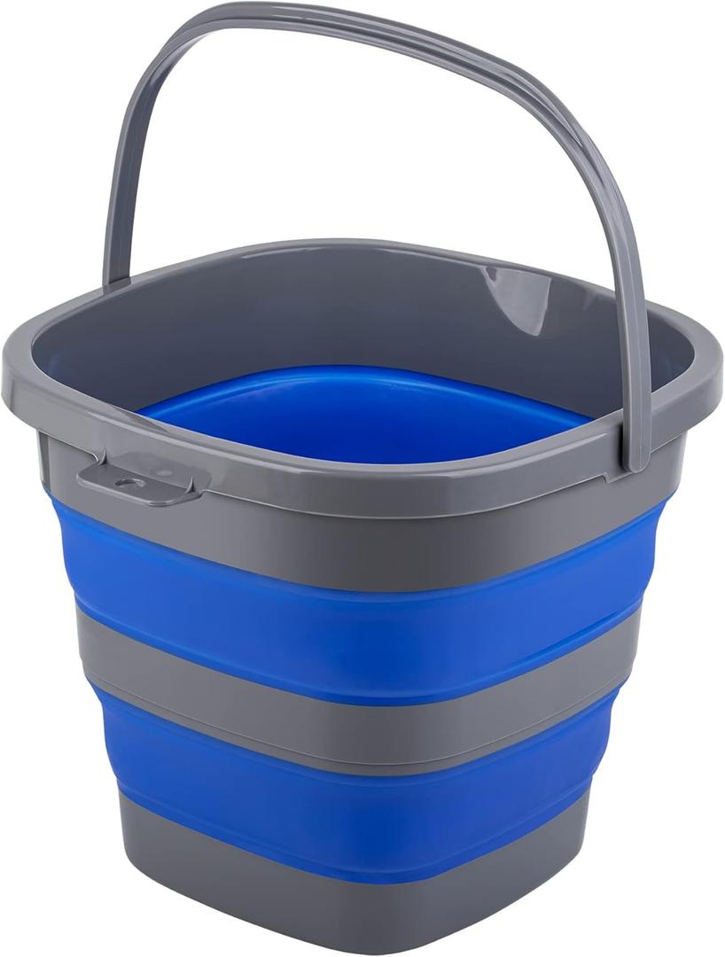 Collapsible Bucket with 2.6 Gallon (10L), Mop Bucket for Cleaning, Plastic Bucket for Garden, Car Washing or Camping, Portable Fishing Water Pail (Blue)