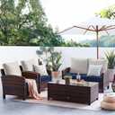 Favoyard Patio Chair Cushions 24 x 24 x 4 Inch Waterproof Outdoor Seat Cushions for Patio Furniture 3-Year Color Fastness Garden Sofa Couch Pads with Handle & Adjustable Straps Set of 2, Blue