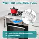 WB24T10025 Infinite Range Control Switch for GE Electric Range Stove, 8 Inch Surface Burner, Replacement for AH236750, EA236750, AP2024072, 769692, PS236750