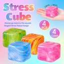 4 Pcs Stress Cube Bulk Ice Cube Stress Ball Anxiety Relief Soft Squeeze Sensory Ball for Party Favors Prizes Goodie Bag Stuffers (Pink,Blue,Green,Orange)