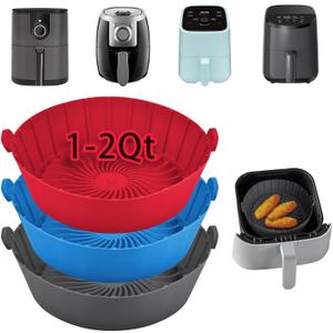 Silicone Air Fryer Liners Reusable for 1-2qt Air Fryers, 3 Pack Non-Stick Round Parchment Paper AirFryer Liner Compatible with Ninja Mini, Instant Vortex 2 QT, CHEFMAN Small, COSORI Small