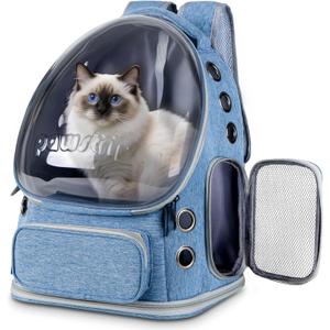 Cat Backpack Carrier with Large Space Bubble Window, Airline Approved Breathable Pet Carrier for Small Dogs Cats up to 15lbs, Foldable for Travel Hiking & Outdoor Use