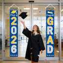 6 x 2026 Graduation Decorations Blue Congrats Grad Porch Banner Graduation Door Banner Class of 2026 GRAD Graduation Banner Sign for 2026 Graduation Party Decorations