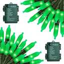 St. Patrick's Day Green String Lights，2 Pack 17.8 Feet 50 LED Battery Operated Mini String Lights with 8 Modes Waterproof for Outdoor Indoor Patio Xmas Tree Holiday Party Christmas Show