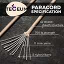 TECEUM Paracord Rope 750 lb 1000ft / 200ft / 120ft / 100ft / 50ft String Parachute Cord for Camping, Survival, Outdoor Gear 35+ Colors Nylon Utility Rope Tactical Survival & Camping Kit