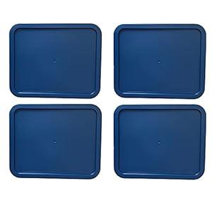 Replacement Lids for Pyrex 3-Cup Glass Food Storage Container Bowls, (7.75 x 5.75-Inch) Plastic Rectangle Lids Covers fits Pyrex 7210-PC, Airtight & Leakproof (4-Pack, Blue)