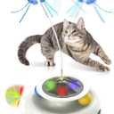 Automatic Interactive Cat Toys for Indoor Cats & Bored Adults - Kitten Toys with Fluttering Butterfly, Ambush Feather & Track Balls - Exercise & Stimulation for Playful Cats (Beige)