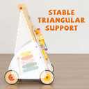 Wooden Baby Walker with Activity Center  Montessori Push Walker Toys for Boys & Girls 18 Months+  Educational Toddler Learning Walker with 10-in-1 Sensory Games