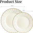 80pcs Ivory Thanksgiving Plastic Plates With Gold Rim, 10in Dinner Plate and 7in Dessert Plate Disposable Elegant Scalloped Plates for Party, Wedding