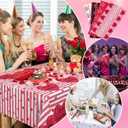 3 x 4 Packs Galentine's Day Tablecloths Decorations 54 x 108 Inch Red Heart Happy Galentine's Disposable Plastic Waterproof Tablecloths for Valentine's Weddings Birthday Party Picnic
