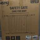 keny 29.7"-46" Baby Gate for Stairs, Auto Close Dog Gates for Doorways, Pressured Mounted No Drilling Pet Gate Extra Wide, One-Hand Opening Dual Lock Stair Gate, Indoor Kids Necessities, Black