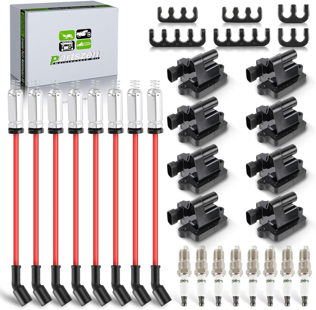 UF271 Ignition Coil Square Spark Plug Wire for Chevy Silverado 1500 SSR Suburban Tahoe Avalanche Cadillac Escalade GMC Yukon Sierra Hummer H2 Mercruiser 4.8L 5.3L 6.0L 8.1L D581,8 Pack