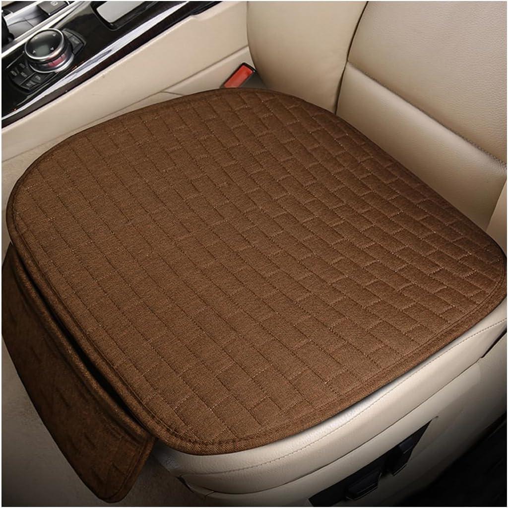 Car Seat Cover for Front Seats, Comfortable Linen Seats Cushion Pad Mat with Storage Pockets, Anti-Slip Breathable Bottom Front Seat Cover Protector for SUV Truck Van (Brown)