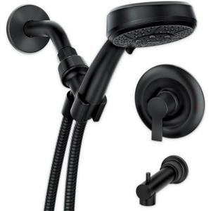 Moen Meena Matte Black Single Handle Modern Shower Faucet Set with Handshower and Tub Spout for Bathtub, Valve Included, 82618BL