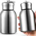 Mifoci 2 Pcs 10oz Mini Stainless Steel Water Bottle Slim Insulated Thermal Small Vacuum Hot Cold Drink Portable Water Bottle for Women Gifts Travel Camping Hiking (Steel Color)