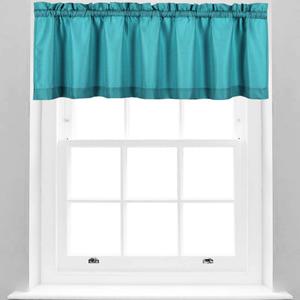 Valea Home Water Repellent Valance for Bathroom Window Waffle Woven Textured Short Kitchen Curtain Valances, Turquoise, 60 x16 inches, 1 Panel