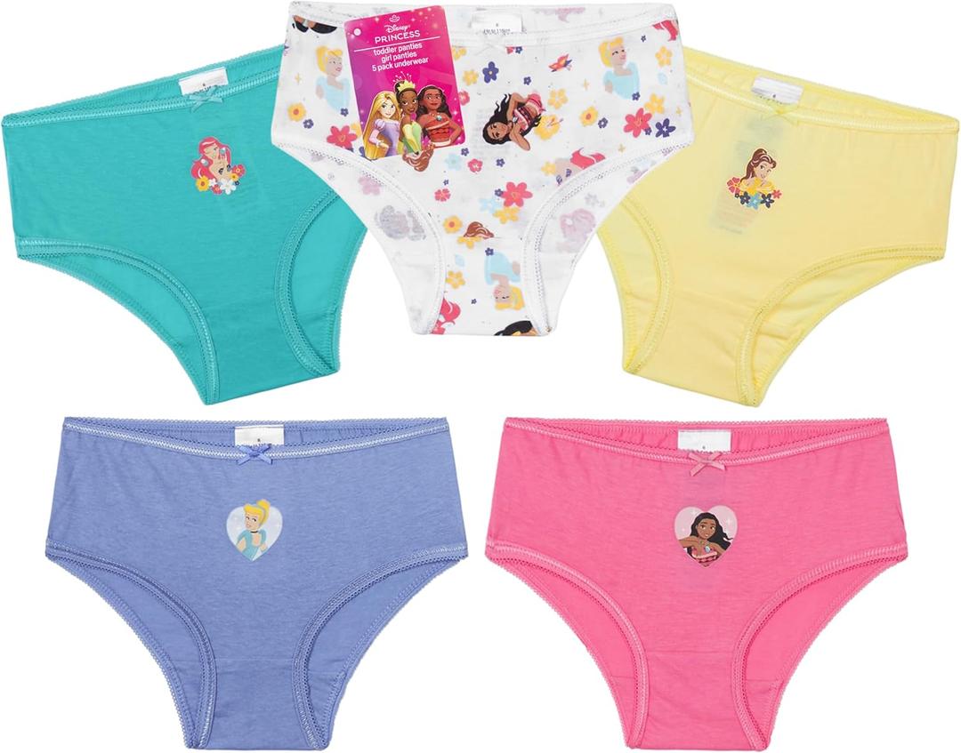 Get Trend Underwear Cotton Briefs for Girls 3 or 5 Pack Soft and Comfortable Panties for Girls Kids Premium Underwear Pack (5-6 Years, Multi Disney Princess 5 Pack)