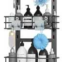 Nieifi Hanging Shower Caddy,4 Tier Adjustable Basket Over Shower Head Shower Organizer Hanging with Hooks Shower Racks for Inside Shower Shelf Anti-Swing Bathroom Organizer Shelves,Black